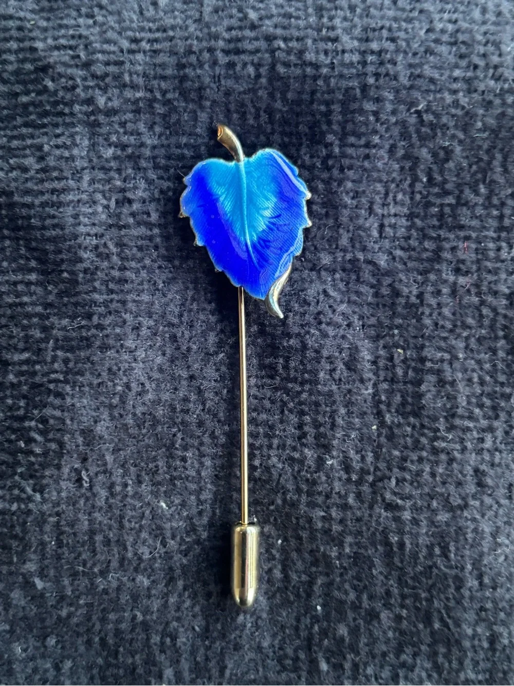 Blue Leaf Enamel stick pin  - Women’s Jewelry